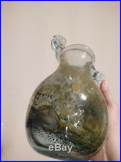 Artisan Handmade Glass Jar Vase with Cork Green with Handle