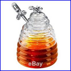 Artland Glass Bee Hive Honey Pot Jar With Dipper Lid Handle 15 Ounce Tea Kitchen