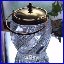 BACCARAT Crystal Glass Handled Lidded Biscuit Jar 1700g Serpentin Vintage