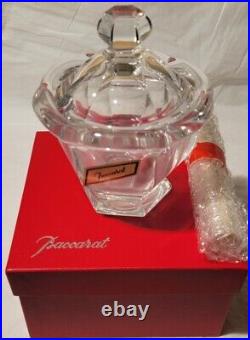 BACCARAT Harcourt Missouri Mustard Jar with Lid and Spoon French Crystal
