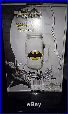 BATMAN GLASS MASON JAR WITH HANDLE