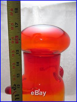BLENKO 7327 Handled Dome Lidded Jar Tangerine Milk Jug NICKERSON 1970 -74
