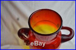 BLENKO APOTHECARY JAR MILK JUG TANGERINE 7327 LARGE GLASS WithTOP HANDLE NICKERSON