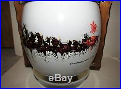 BUDWEISER CLYDESDALES 1970's glass COOKIE JAR withwood handles