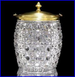 Baccarat 1890 Antique Diamants Pierreries Glass Cookie Jar Bronze Lid