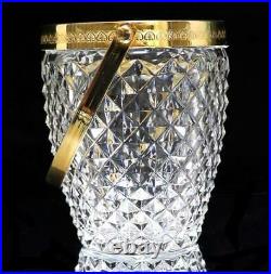 Baccarat Antique 1890 Diamant Bizo Diamond Cut Gold Ice Pale Biscuit Jar