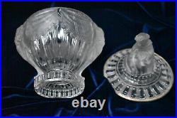 Baccarat Crystal Elephant Handles Covered Jar Compote with Sterling Silver Rim