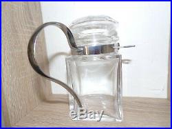Baccarat Crystal Lidded Jam Condiment Jar, Silver Plated Handle, France