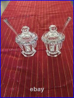 Baccarat Crystal Mustard Jars With Spoons (Set Of 2)