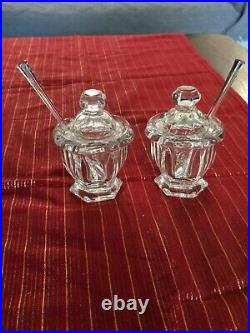 Baccarat Crystal Mustard Jars With Spoons (Set Of 2)