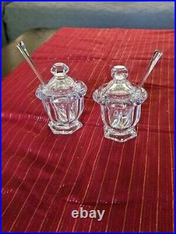 Baccarat Crystal Mustard Jars With Spoons (Set Of 2)