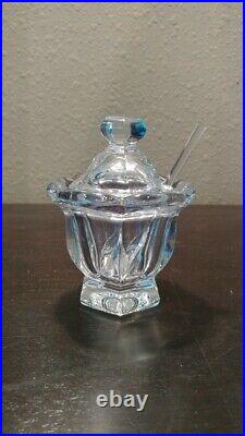 Baccarat French Crystal Missouri Jam-Condiment Jar with Lid/Spoon signed