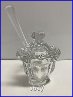 Baccarat Harcourt Crystal Lidded Condiment Jar Server with spoon Preowned