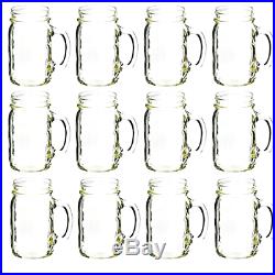 Ball Plain Mason Glass QUALITY Sturdy Jar Drinking Mugs Lot 12 With Handle 16 oz