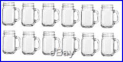 Ball Plain Mason Glass Sturdy Jar Drinking Mugs 12 Pcs With Handle 16 Oz