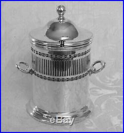 Barattolo Sheffield Edwardian Silver Plate Preserve Jar Twin Handles Glass Liner