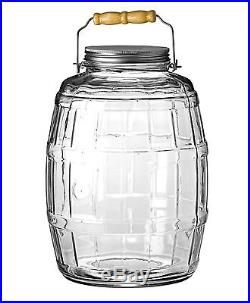 Barrel Jar 2.5 Gallon Glass Storage Container Vintage Inspired Lid Handle New