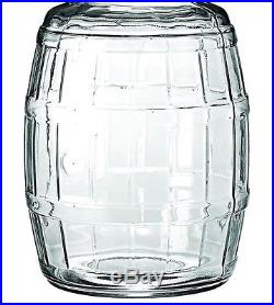 Barrel Jar Aluminum Lid Food Storage Plastic Metal Handle Clear Glass Container