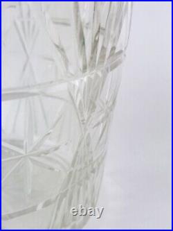 Beautiful Vintage Cut Glass MCM Atomic Starburst Biscuit Jar Handle Lid