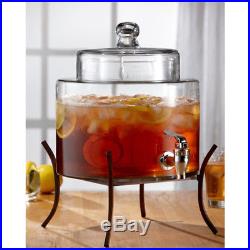 Beverage Dispenser Jar Handle Drinking Container Drink Juices Faucet Glass Steel