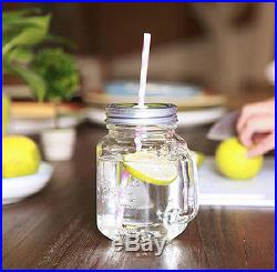 Beverage Drink Canning Glass Coloured Jars Glasses Handle Cups Drinking Mugs New