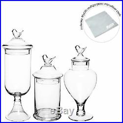 Bird Handle Design Glass Apothecary Jar Centerpieces / Wedding Candy Containers