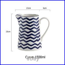 Blue Ceramic Jug Bottle Household Kitchen Water Pot Kettle Microwaveable Supply