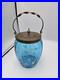 Bohemian Blue Enamel Glass Biscuit Cracker Jar Victorian