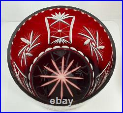 Bohemian Ruby Glass Biscuit Cookie Candy Jar Cut to Clear ANTIQUE