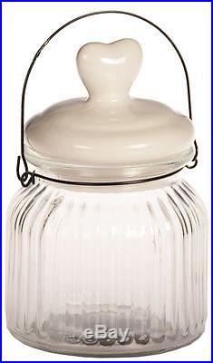 Bonbon Glass HEART XL with handle storage jar Shabby