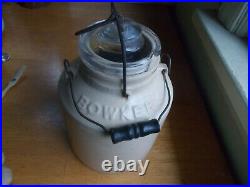 Bowker's Pyrox Poison Insecticide Stoneware Jar With Original Lid, Clamp & Handle