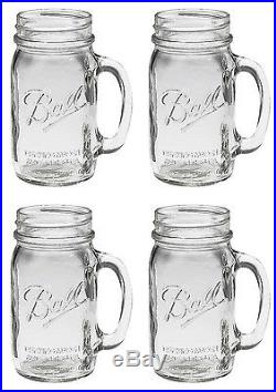 Bridal Wedding Set 12 Large BALL MASON 24 oz Drinking Glasses Jars with Handles
