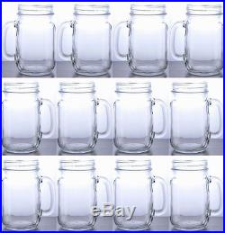 Bridal Wedding Set 13 cases (156 Jars) Clear Mason Jar Drinking Glasses Handles