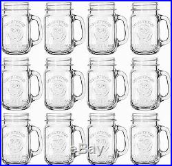 Bridal Wedding Set Lot 12 Mason Jar Drinking Glasses Mugs Embossed- County Fair