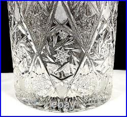 Brilliant Cut Crystal ABP Pinwheel Biscuit Barrel Cookie Jar with Lid 9 Heavy Vtg