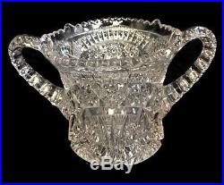 Brilliant Deep Cut Glass Crystal Compote With LID & Handles Jar Candy