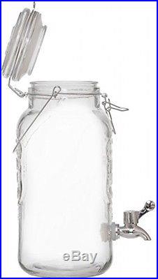 Brilliant Mason Jar Glass Beverage Dispenser With Metal Carrying Handle, 1