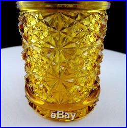 Bryce Hobbs Rare Eapg Daisy & Button 3 Piece Amber Handle Caddy & Condiment Jars