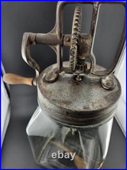 Butter Churn With 4Qt Jar Wooden Crank Handle Antique