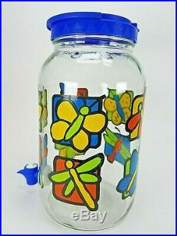 Butterfly/Dragonfly Sun Ice Tea Glass Jar Jug Pitcher with Spout Lid/Handle