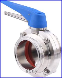 Butterfly Valve with Blue Trigger Handle Stainless Steel 304 Tri Clamp Clover 3
