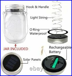 CHBKT 4-Pack Solar-powered Mason 4 Pack (Jar & Handle Included), Warm White