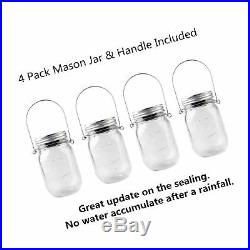 CHBKT 4-Pack Solar-powered Mason Jar Lights (Mason Jar / Handle Included), 20