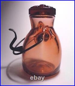 CHET COLE Master VERMONT Glass Blower 7 HONEY POT JAR With IRON HANDLE Signed