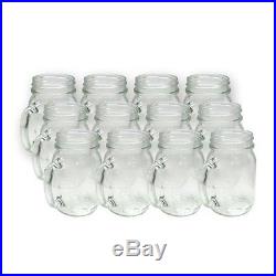 CLEAR 16OZ 12PK LOT Vintage Rustic Glass Drinking Cup Mug MASON JAR w HANDLE
