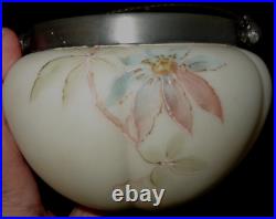 C. 1890 Mt Washington Lidded/Handled Melon Shape Floral Hand-painted Biscuit Jar