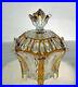 Caesar Czech Crystal Amber Enamel On Clear Bohemian Vintage Powder Jar