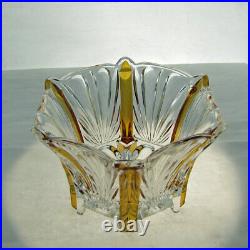 Caesar Czech Crystal Amber Enamel On Clear Bohemian Vintage Powder Jar