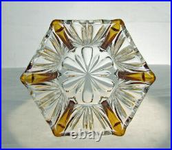 Caesar Czech Crystal Amber Enamel On Clear Bohemian Vintage Powder Jar