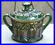 Cambridge Green Carnival Glass Inverted Feather Handled Cracker/cookie Jar
